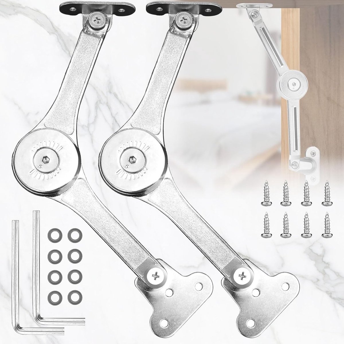 Zware Deurscharnieren voor Meubels, 2 Stuks Soft Close Hinge, Ideaal voor Kastdeuren en Dekselondersteuning