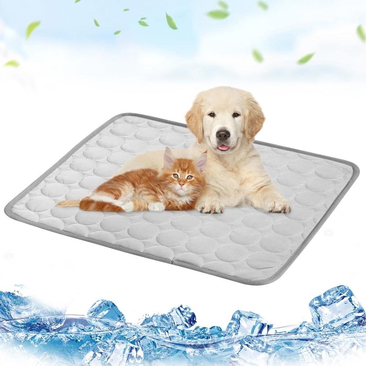 Koelmat Huisdieren - Koelkussen Kat - Zomerse Koelte - Zelfkoelend Materiaal - 100 x 70 cm - Grijs
