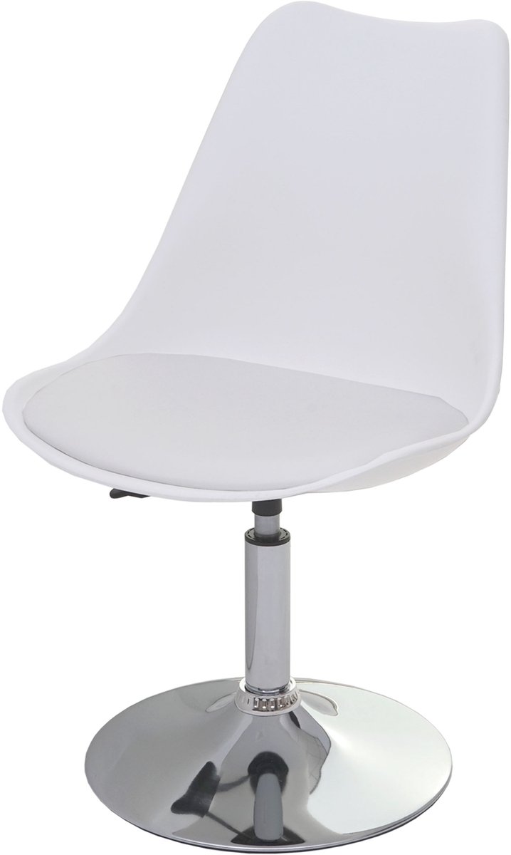 MCW Set van 2 draaistoelen Malmö T501, keukenstoel, in hoogte verstelbaar, kunstleer ~ wit, voet chroom
