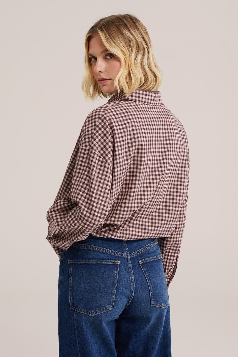 WE Fashion Dames cropped blouse met ruit