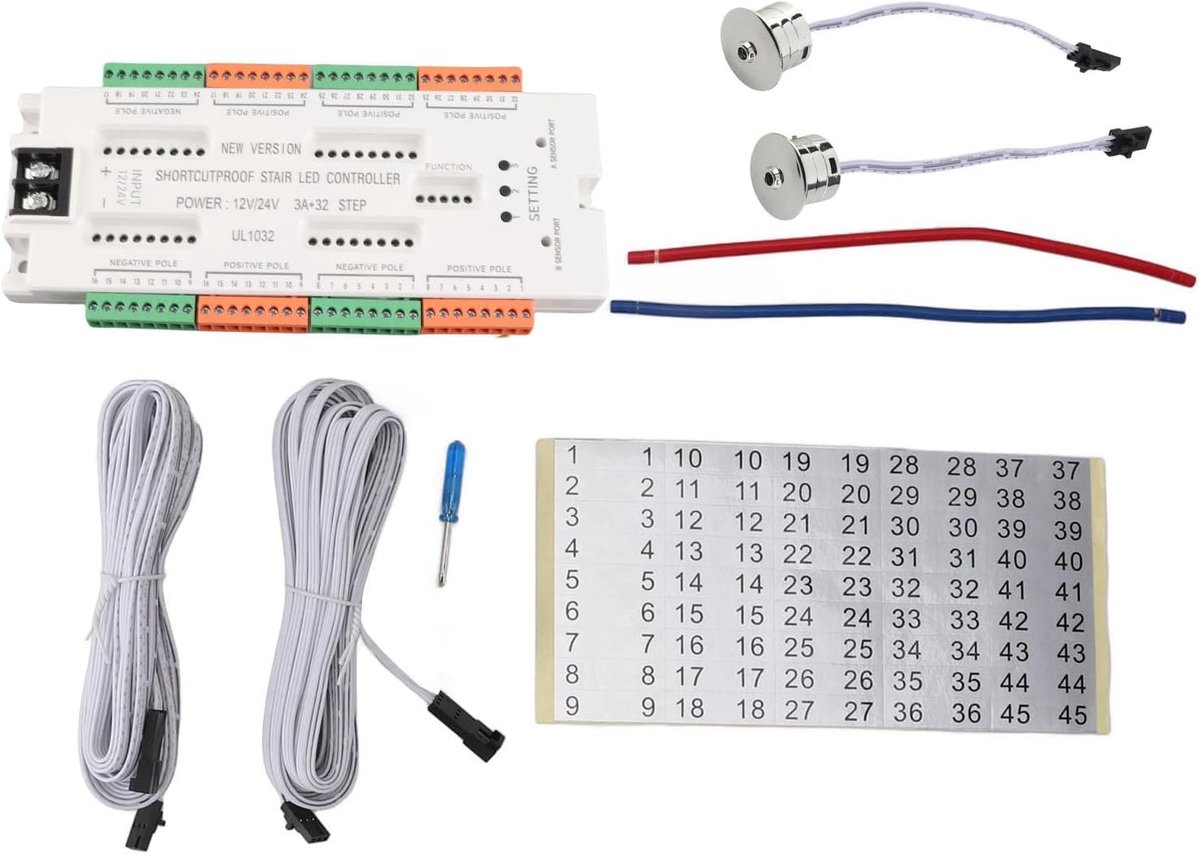 SnelShoppen - LED Bewegingssensor Traplicht Controller, Automatische Helderblauwe Digitale Verlichting, Instelbare Snelheid, Ideaal voor Thuis, ABS Ma