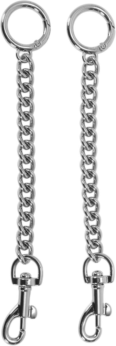 SnelShoppen - 2 stuks Legering Tassenverlengingsketting met Draaibare Karabijnhaak en Springring - Zilverkleurige Metalen Portemonneeketting van 16 cm