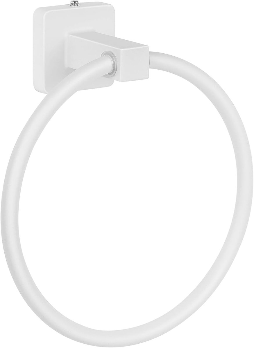 SnelShoppen - Wandgemonteerde Handdoekring Rail Bar Bad Houder Hanger Accessoires SUS 304 RVS met Chroom Geplateerde Badkamer Hardware en Keuken (Wit)
