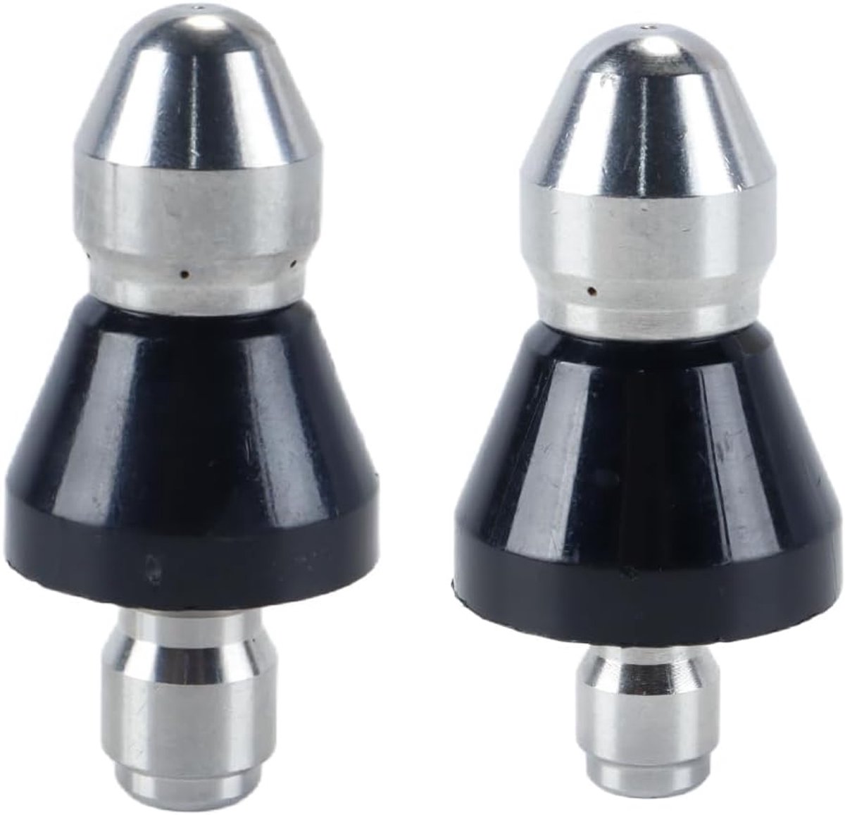 SnelShoppen - 2 Stuks 5000 PSI Rioolreinigersproeier met 1/4" en 3/8" Snelkoppeling - Roestvrij Staal met 1 Voorsproeier en 6 Achtersproeiers - Compac