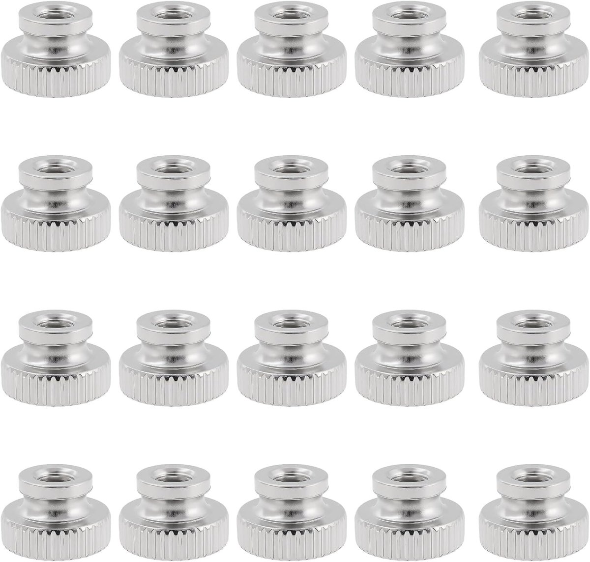 SnelShoppen - 80 Stuks Knurled Thumb Nuts M4x0.7mm Handvastzetmoeren voor 3D Printers - Hoogwaardige Carbon Staal - Nickel Geplateerd - Voor Gereedsch