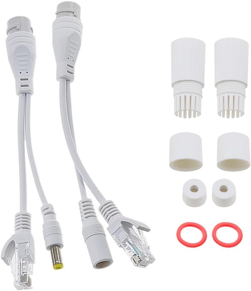 SnelShoppen - 1 Paar Buiten Waterproof POE Splitters, Power Over Ethernet Splitters voor Netwerk Camera's, IP Camera's, Toegangspunten, VoIP Telefoons