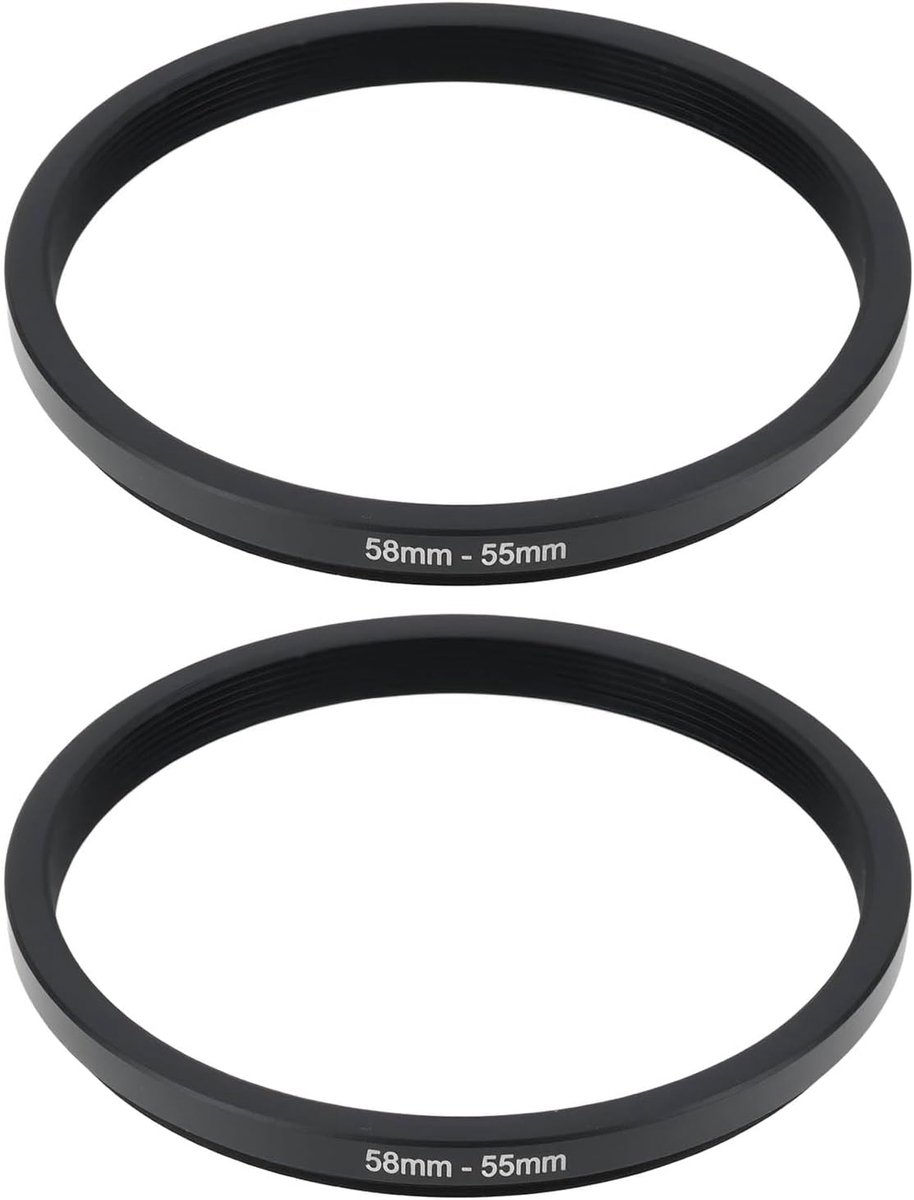 SnelShoppen - 2 Stuks Metaal Step-Down Lens Adapter Ringen 58mm naar 55mm voor Camera Lens Accessoires - Hoge Kwaliteit, Compatibel met Filters en Toe