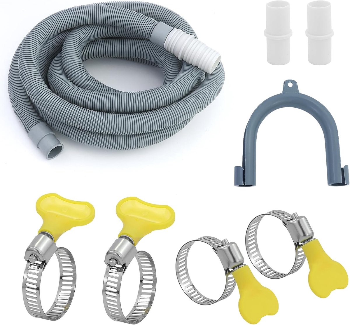 SnelShoppen - 3m Afvoerslang Verbinder voor Wasmachine, Uitbreiding 1-7m, Duurzaam Polypropyleen, Inclusief Slang en Slangklem, Voor Wasmachine en Vaa