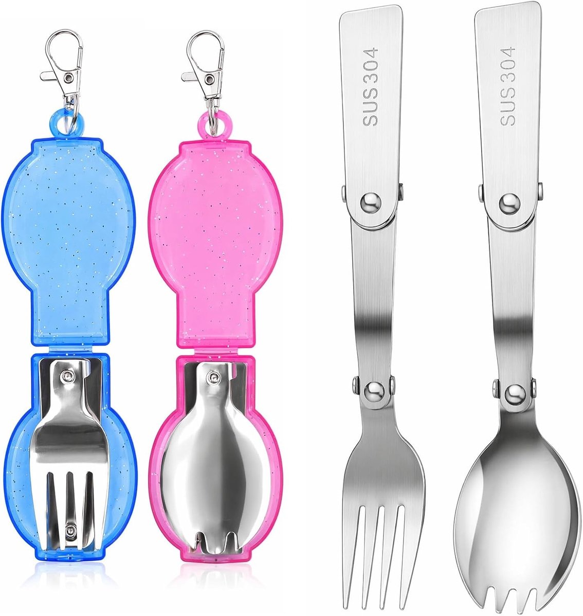 Inklapbare Bestekset - Zilver - 16 cm - Roestvrij Staal - Voor Werk, Reizen en Camping