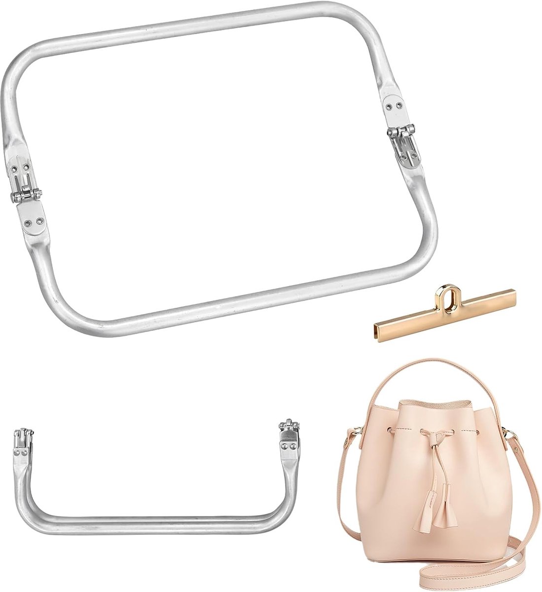 SnelShoppen - Set van 2 Haakzakken, U-Vormige Aluminium Pocket Klemmen, Sluiting voor Clutch Tas, DIY Accessoires voor Tassen en Handtassen, Met 1 Met
