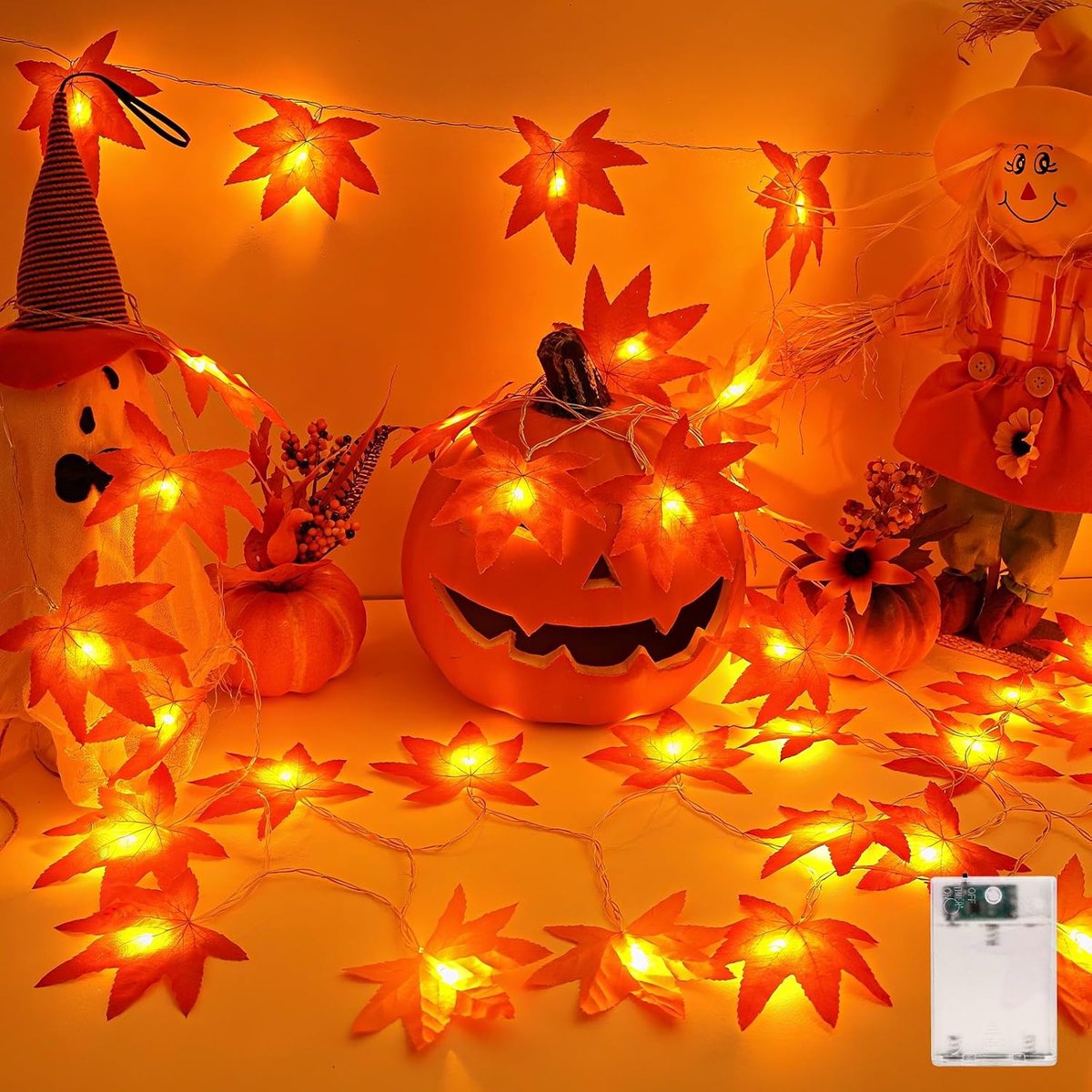SnelShoppen - 3 m 20 LED Maple Leaves Fairy Lights met 6 Uur Timer - Herfst Maple Leaf Garland Lichten voor Binnen en Buiten Decoratie - Perfect voor