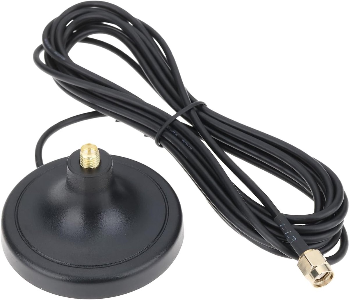 SnelShoppen - RP-SMA Mannelijk Binnengat naar RP-SMA Vrouwelijke Inner Pin Magnetische Antenne Base 300cm 5dbi 50Ω voor Reolink WiFi Batterij Camera