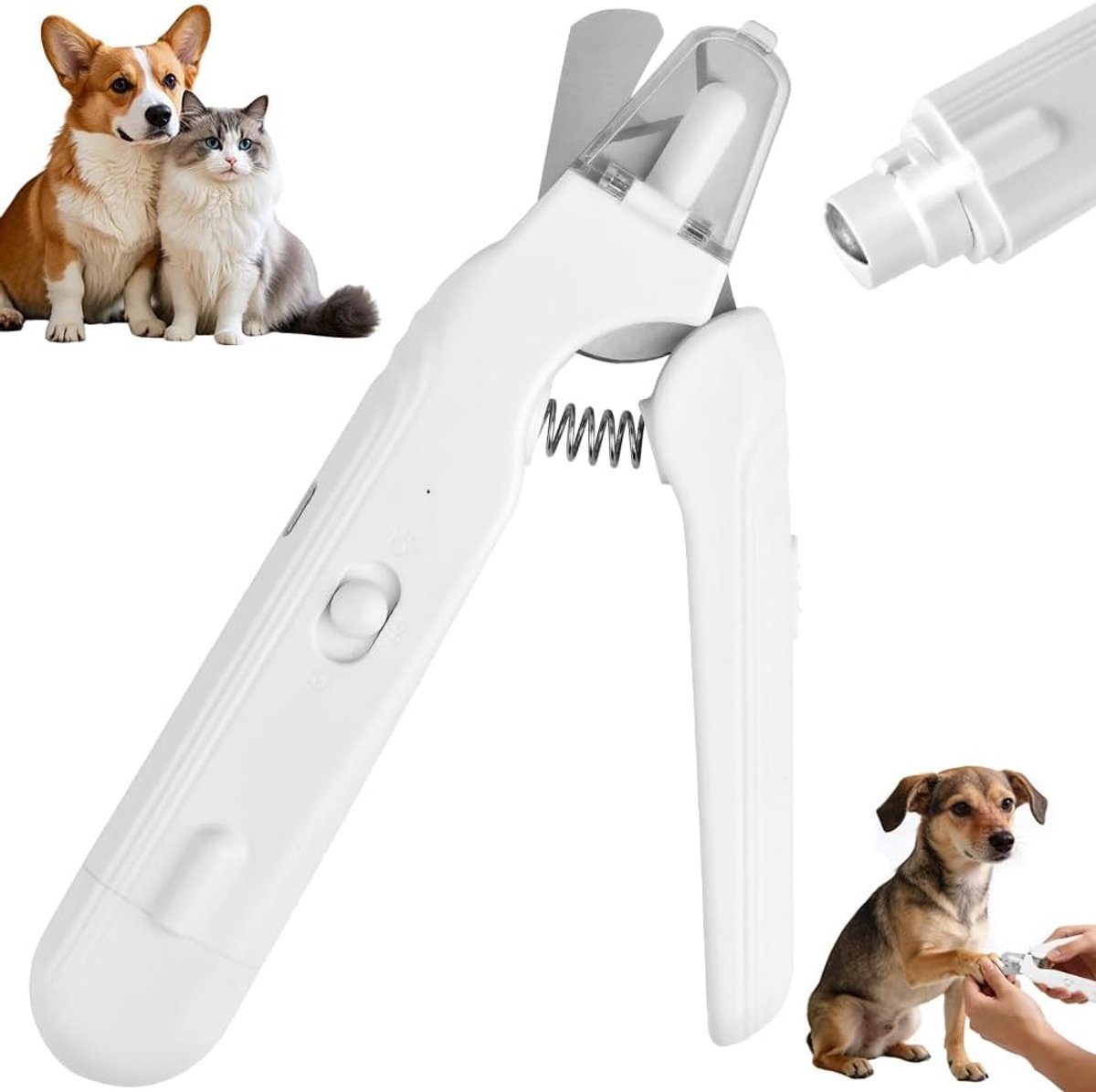SnelShoppen - Lichtschaar Pro voor Honden en Katten, Klauwschaar met LED Licht, 2-in-1 Poottrimmer en Slijper voor Veilige Pootverzorging zonder Angst