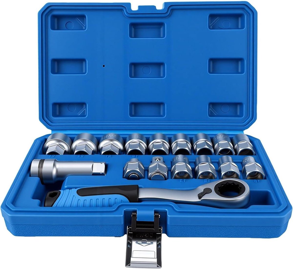 Steeksleutelset - Doppenset Ratelsleutel - Mechanische Reparatie - Doorvoer Ontwerp - 10-24 Mm - Chroom