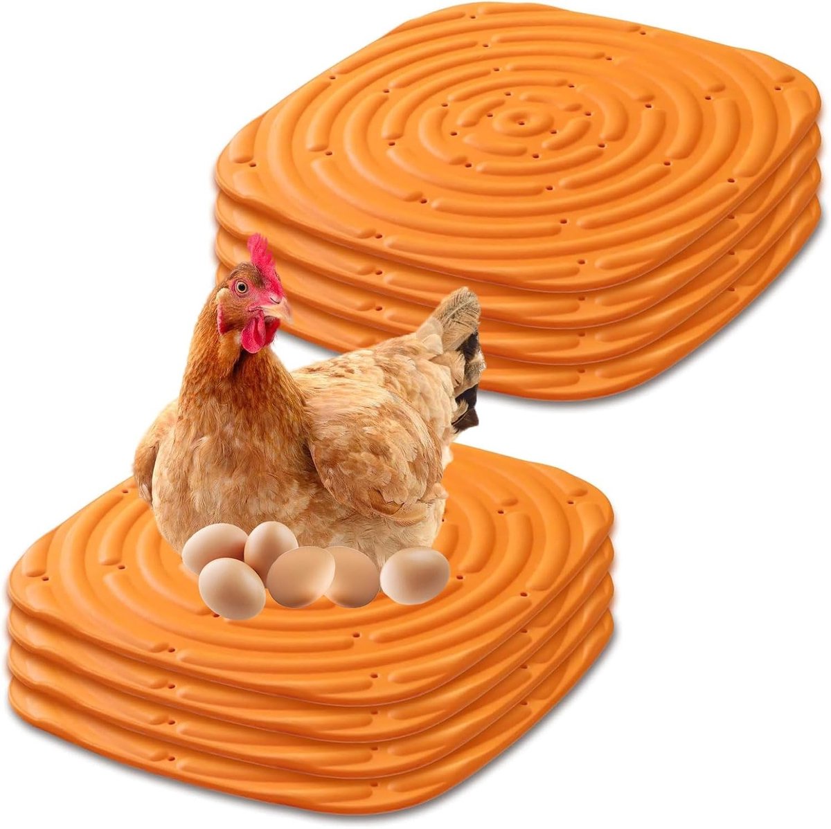 Wasbare Nesten Matten voor Kippen - 8 Stuks - Snijbare Kippenbox Pads voor Eieren, Nesten en Kippenhokken (30 x 30 cm, Oranje)