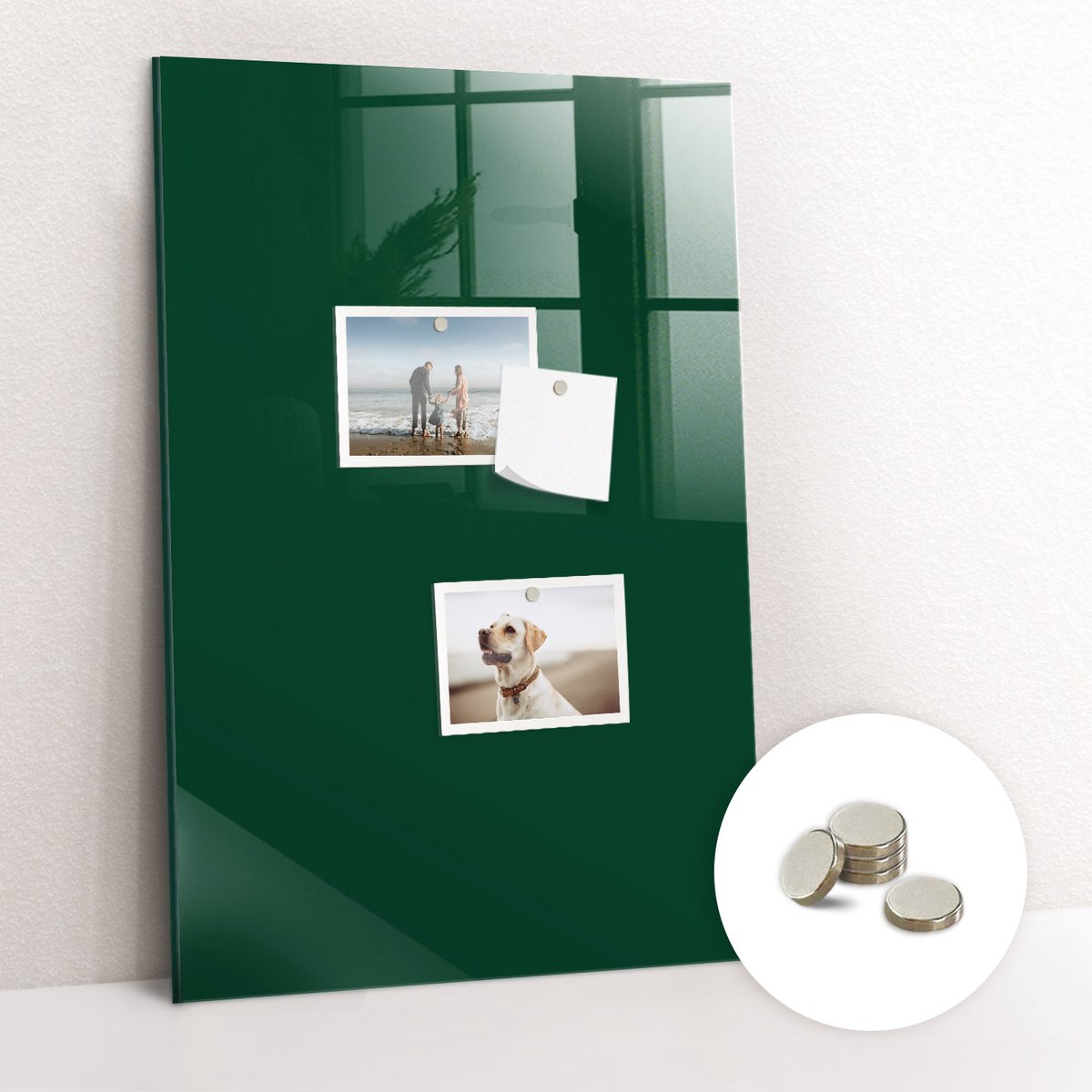 Tulup Glassboard - Kleur: flesgroen Magneetbord - 40 cm x 60 cm - Magnetic Board - Scandinavisch Design Bord - Memobord Keuken Groente - Gratis 5 Sterke Magneten - Magneetbord Keuken - Magnetisch Wandbord