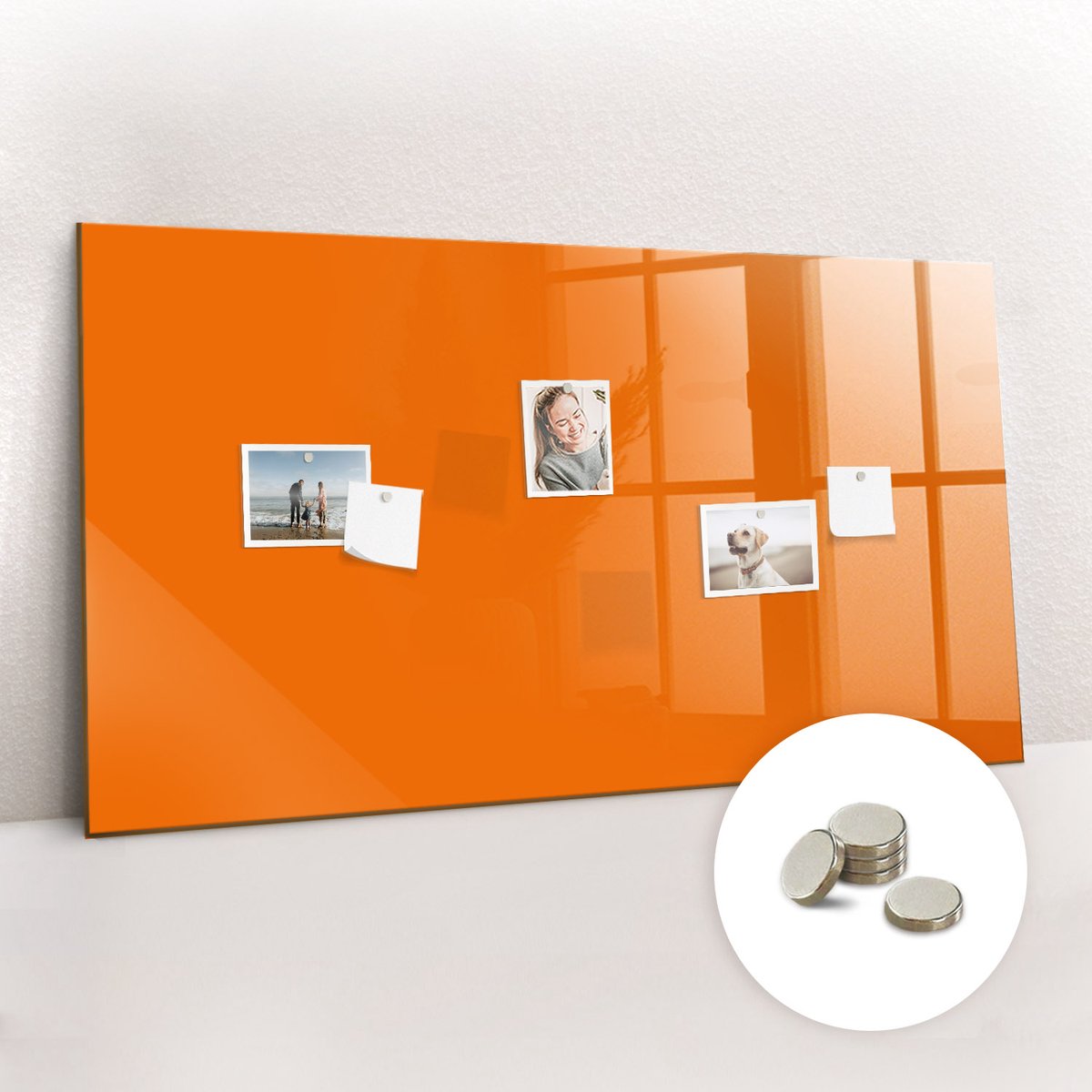 Tulup Glassboard - Oranje kleur Magneetbord - 120 cm x 60 cm - Magneetbord Muur - Decoratief Magnetisch Bord - Memo Magneetbord Oranje - Inclusief Gratis Magneten - Magnetisch Bord - Magneetbord Keuken