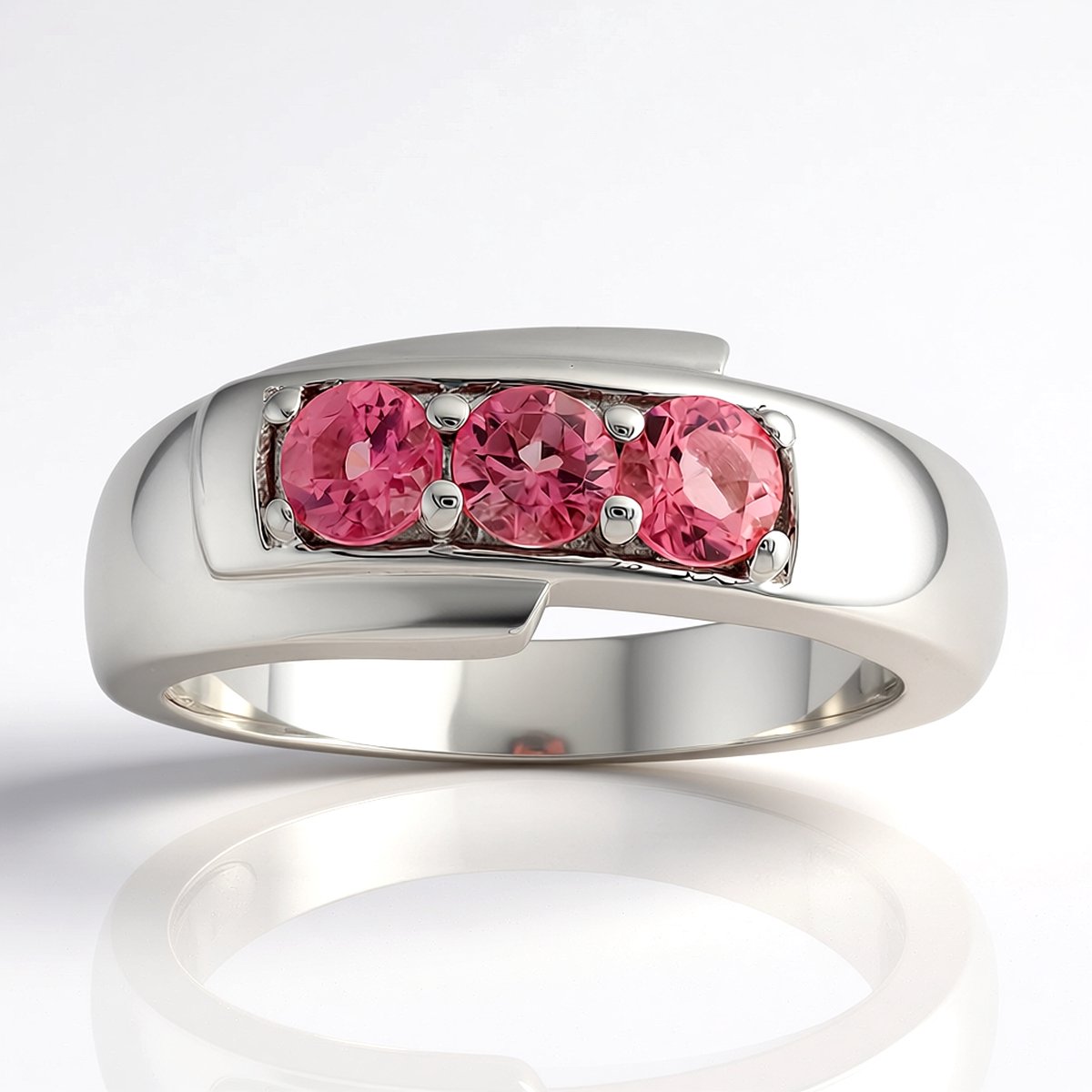 Cavill - Elegante Zilveren Ring met 0,408 ct Braziliaanse Roze Toermalijn - 925 Sterling Zilver met Palladiumcoating - Rond Geslepen Edelsteen