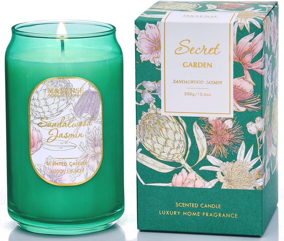 Geurkaars 300g Sandelhout Jasmijn - Sojawas - 60 Uur Brandduur - Aromatherapie voor Ontspanning - SnelShoppen