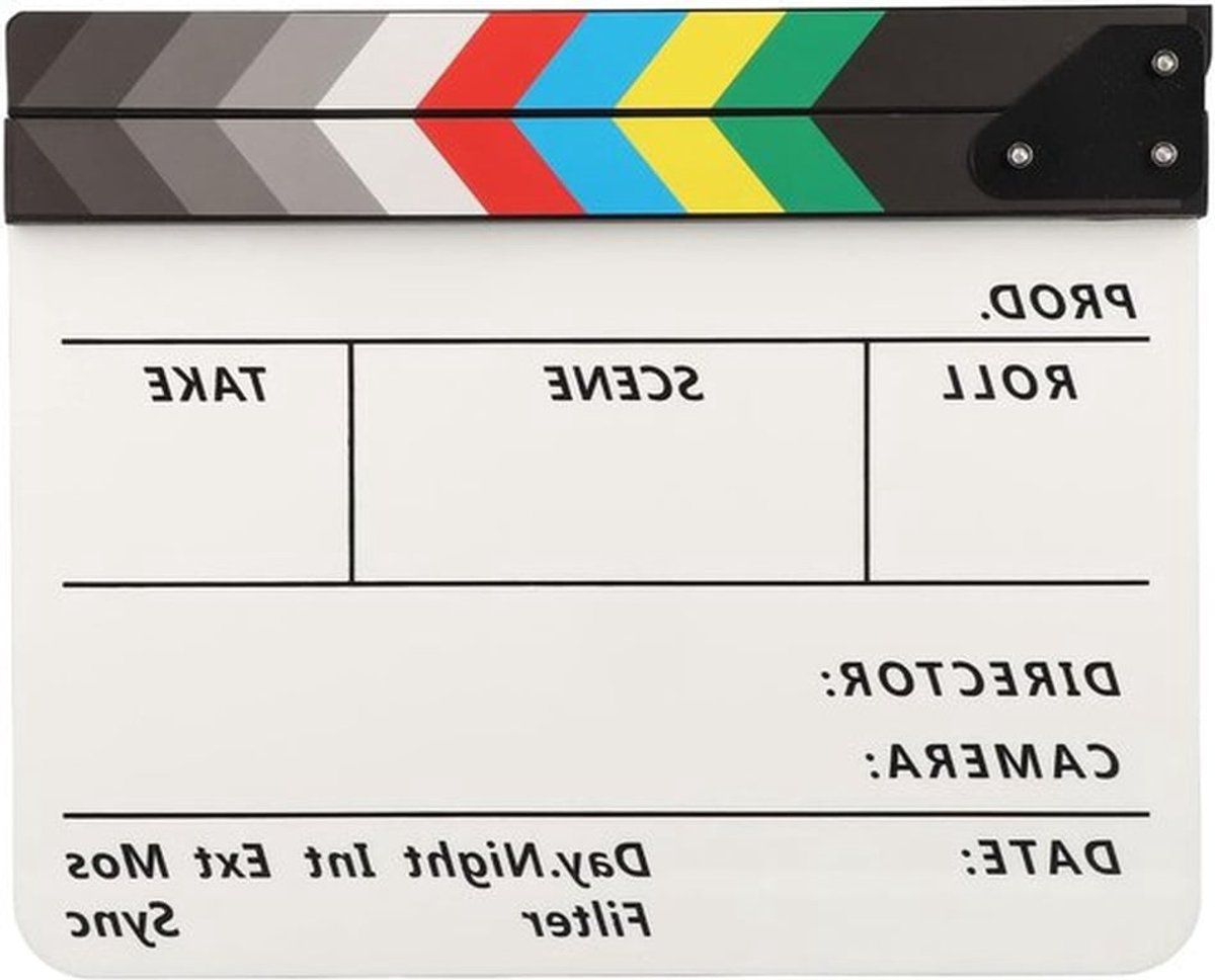 Professionele Filmklapper voor Opnames, Duidelijke Geluidseffecten, Kleurrijk en Draagbaar, Inclusief Pen en Gum voor TV Series en Films