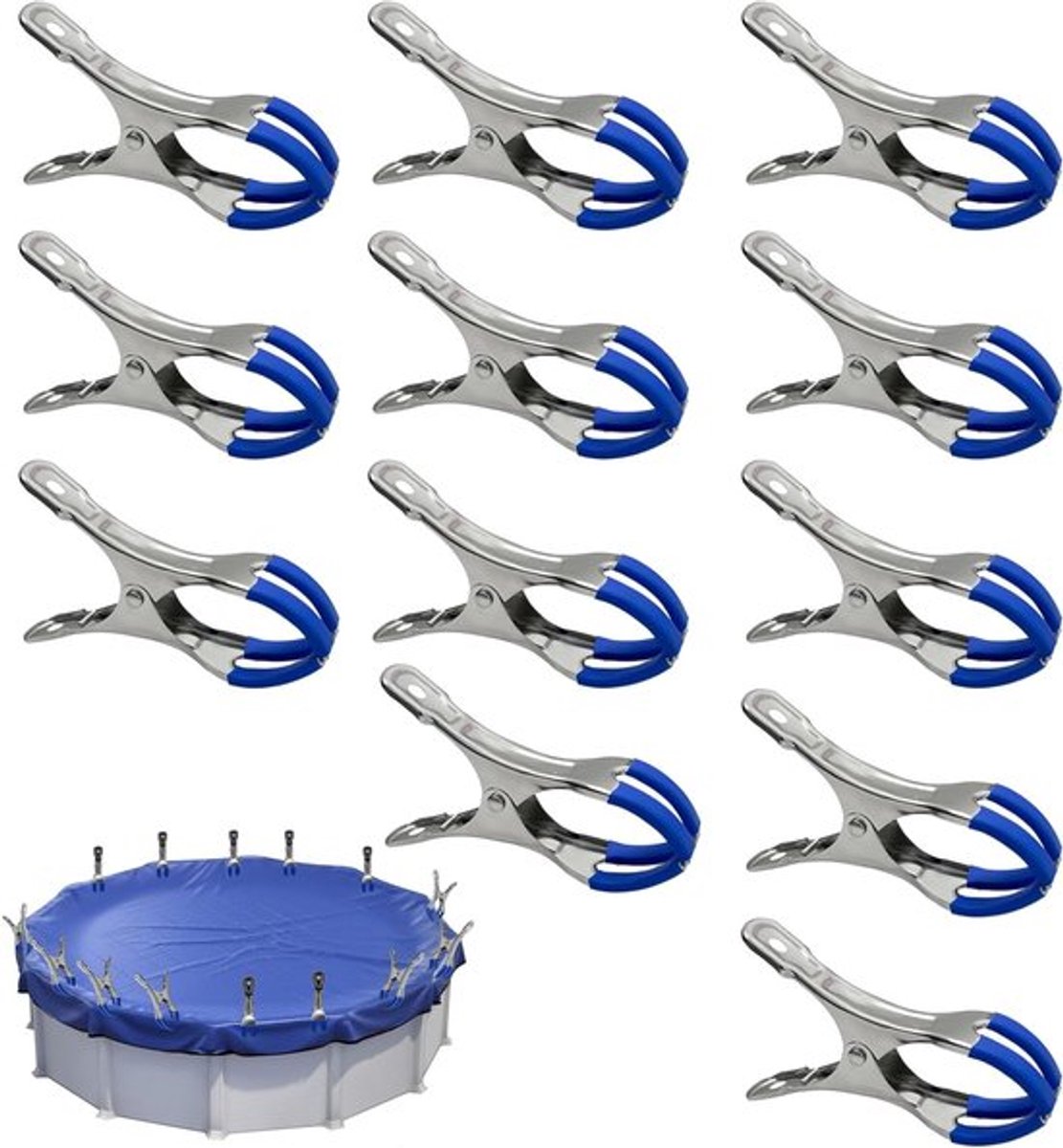 Set van 12 Sterke Metalen Klemmen voor Boven Grond Zwembaden, Ideaal voor Zwembadhoezen en Tension Klemmen met Beschermende Film