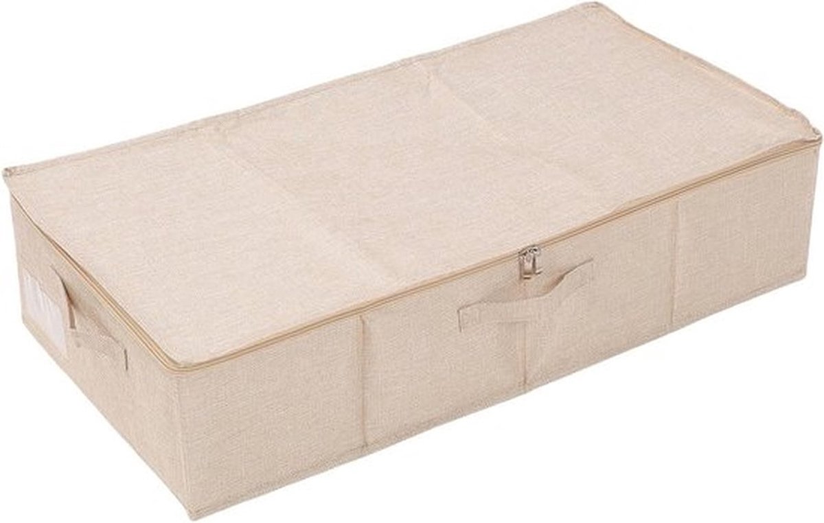 Opbergruimte Onder Bed met Waterdichte Zipper, Vouwbare Organizer voor Schoenen, Kleding en Sokken in Beige (S)
