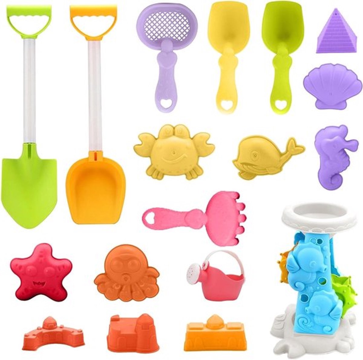 Strandspeelgoedset met emmer, spade en hark - Zacht waterspeelgoed voor kinderen van 2-13 jaar, perfect voor zomerse dagen en buitenspeelplezier