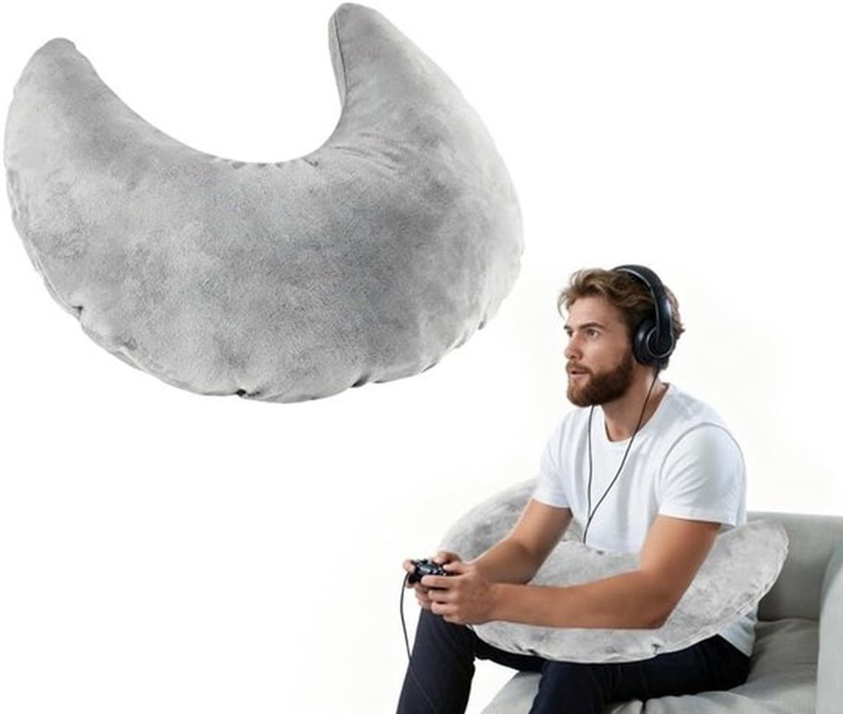 Ergonomisch Gaming Kussen voor Langdurig Spelen, Ideaal voor Lezen en Ontspanning op Bed, Bank of Vloer - Comfortabel en Ondersteunend Kussen in Grijs