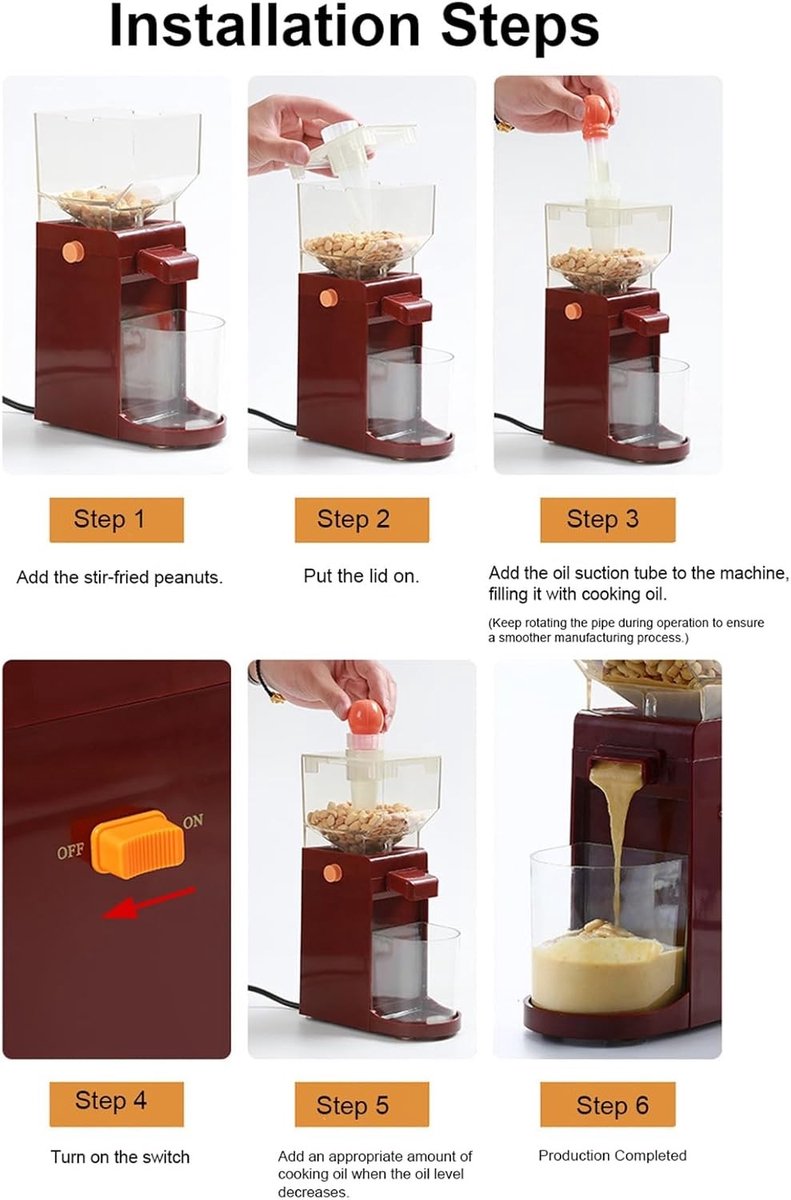 Huisgemaakte Notenpasta Maker met Antislip Siliconen Basis, Elektrische Maalmolen voor Noten en Granen (EU Plug 220V)