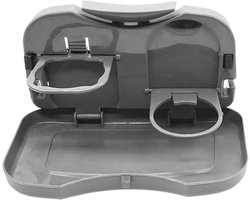 Achterbank Tafelblad - Bureau Auto Opvouwbaar - Reizen en Werken - Met Drinkhouder - 25.5 x 15 cm - Grijs