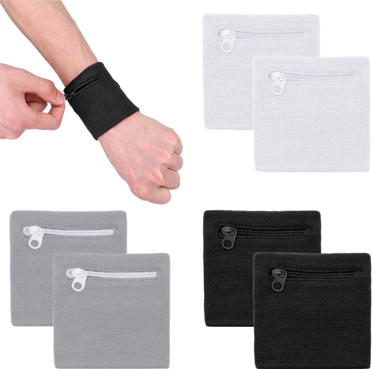 Wristband portemonnees 6 stuks - Elastische sporttas - Sleutelhouder - Ideaal voor hardlopen - ShopVlot