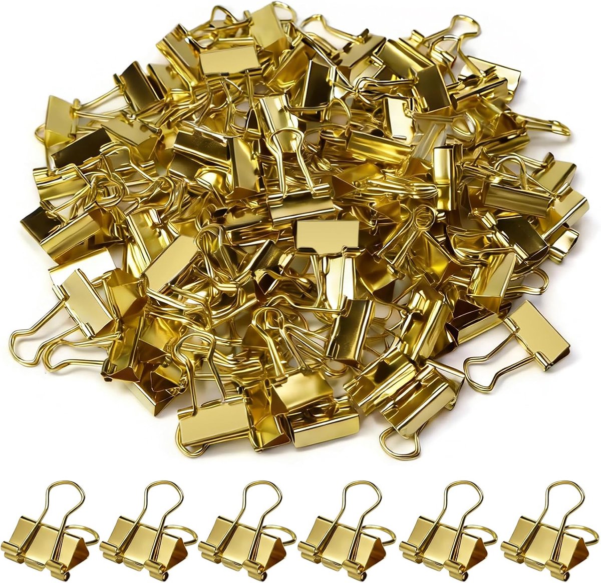 SnelShoppen - 110 stuks mini-paperclips goudkleurig - micro-paperclips 19 mm voor thuis, school en kantoor - sterke grip, herbruikbaar, kleine papierk