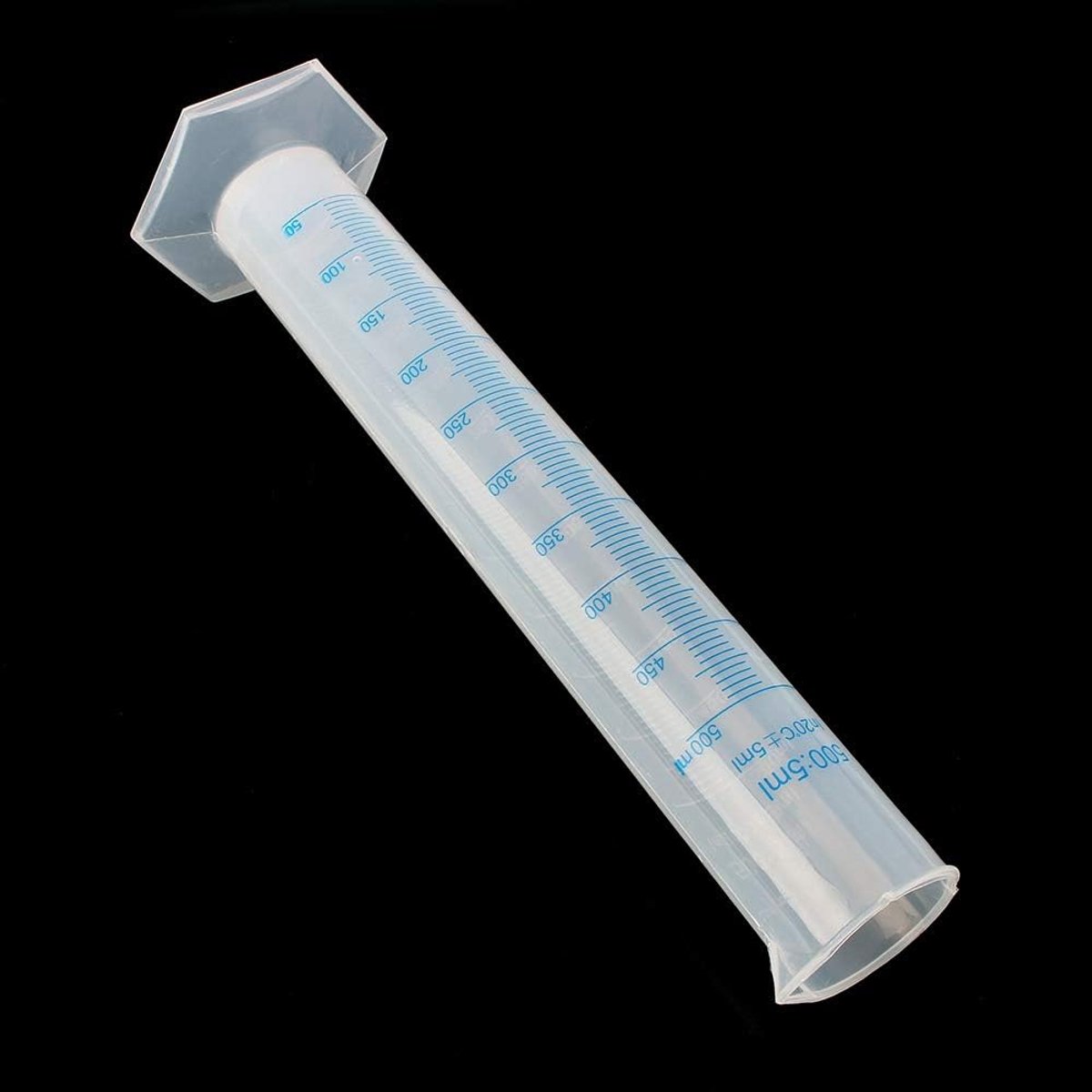 SnelShoppen - 500 ml Transparante Plastic Maatcilinder - Ideaal voor Laboratorium en Keuken - Makkelijk te Lezen Schaal, Conicaal Tuitje, Spillvrij