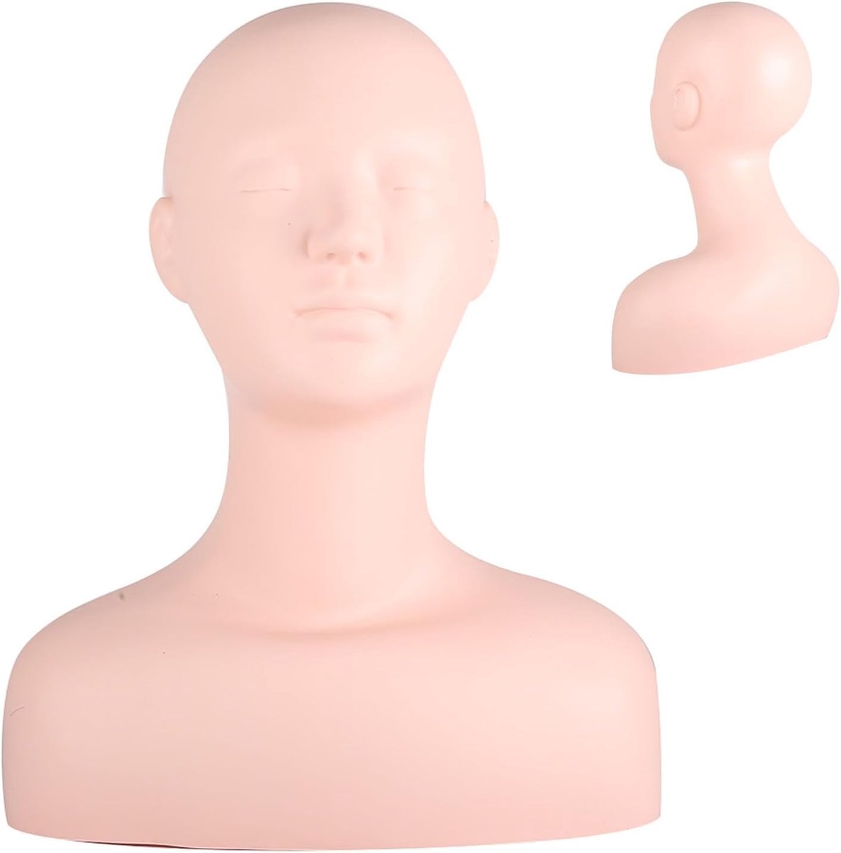 SnelShoppen - Oefenhoofd, Oefenpop met Platte Rubber Manikin, Poppenhoofd, Wimpers, Make-up, Massagetechnieken, Oefening Wimperextensions