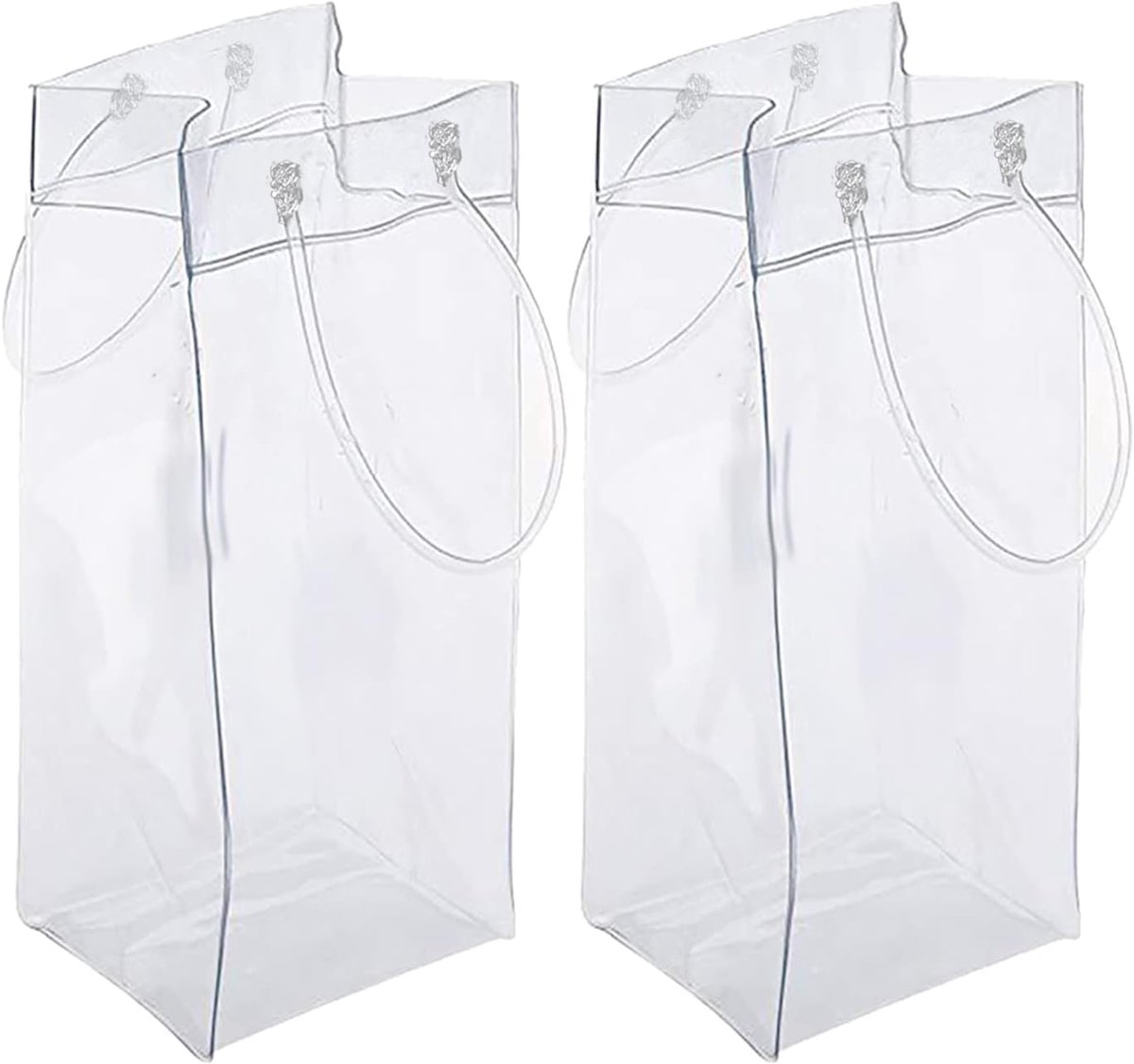 SnelShoppen - 2 Pack Wijn IJs Tas Bier Koeltas Draagbare Vouwbare Heldere PVC Witte Wijn Koeltas voor Buitenfeest Koude Drank