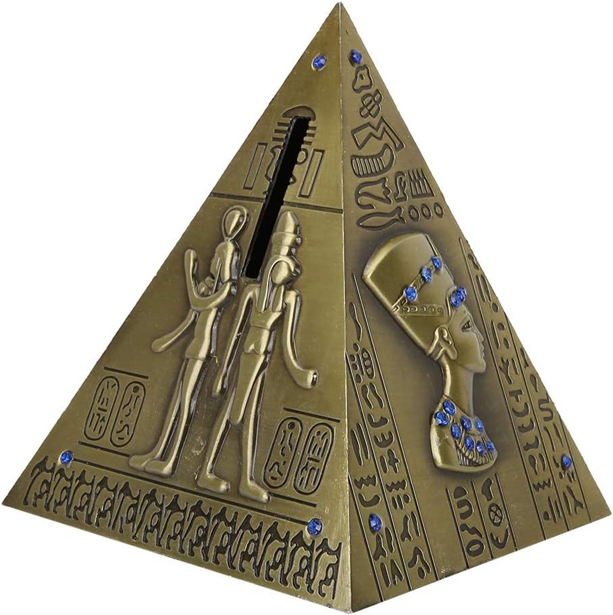 Egyptische piramide model figuur - middelgroot brons - handgemaakt - unieke spaarpot voor kantoordecoratie - ShopVlot