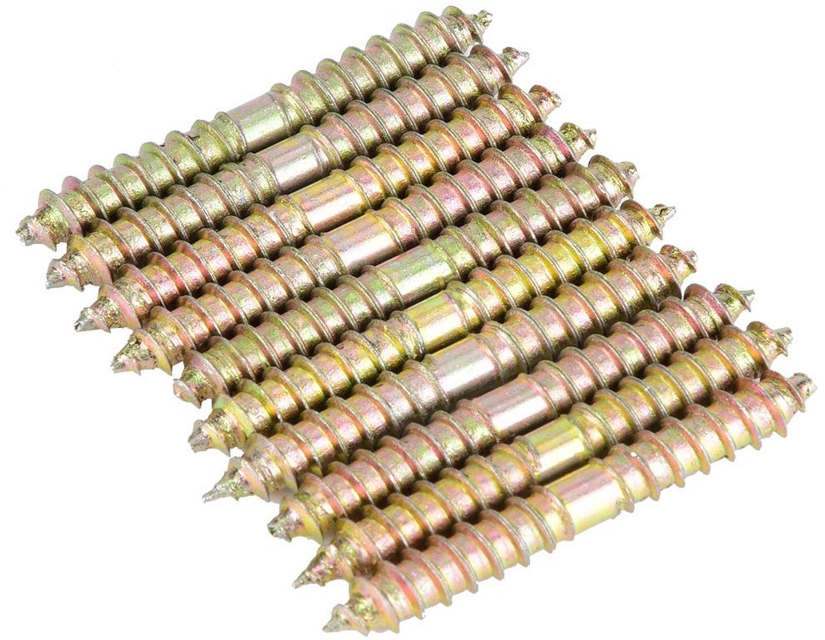 10pcs 6 * 50mm Double Head End Screws Dowel Screw Self Tapping Screws for Furniture Fixing Dowel - ShopVlot