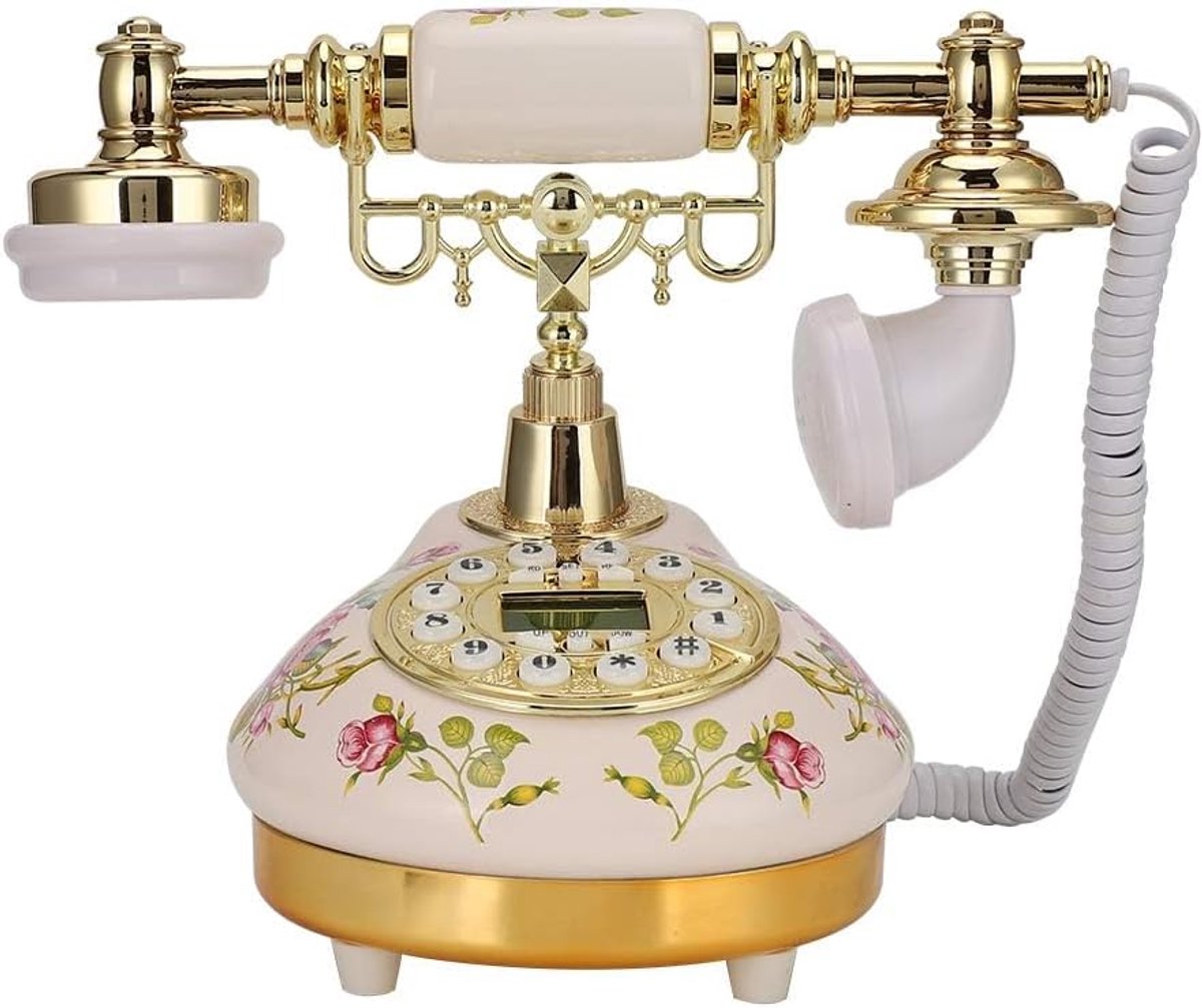 SnelShoppen - Europese Stijl Antieke Telefoon - Vintage Retro Multifunctionele Roze Keramische Telefoon met Ronde Basis voor Decoratie en Belcaller ID