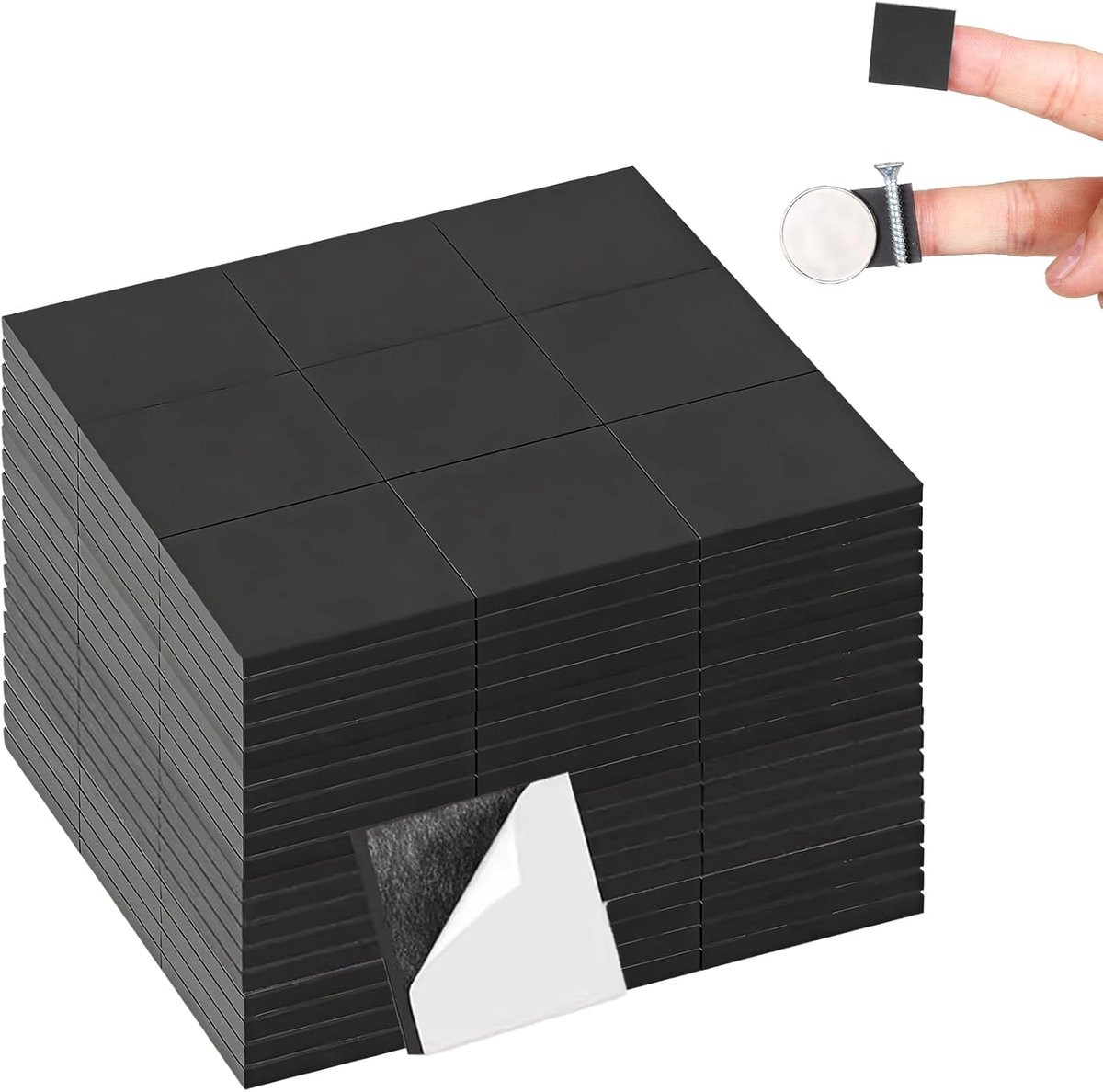 SnelShoppen - Magnetische Stickers Zelfklevend 120 Stuks Magnetische Plakpads 20 x 20 mm voor School, Gezin, Kantoor, Whiteboard, Koelkast, Posters, F