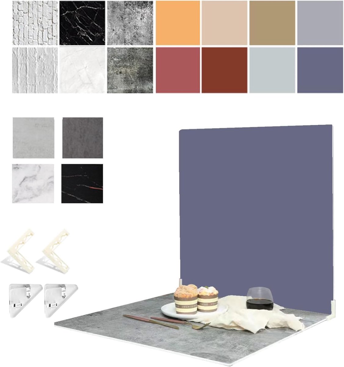 SnelShoppen - 9-delige Achtergrond Bordenset 16 x 16 inch, Dubbelzijdige Papieren Achtergronden, Tafel Opname Props voor Voedsel, Sieraden, INS Stijl,
