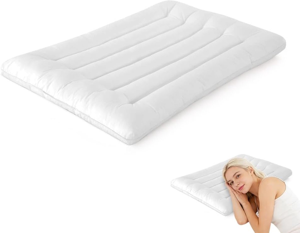 SnelShoppen - Ultra Dun Kussen 18x28 Inch Slaapkussen, Dun Kussen voor Rug- en Buikslapers, Slank Bedkussen voor Verminderen van Nekpijn, Orthopedisch