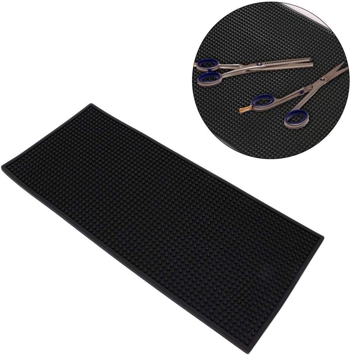 SnelShoppen - Salon Hittebestendige Mat, Makkelijk Schoonmaken Antislip PVC Kappersmat voor Kapsalon Gebruik, 60x40cm, Zwart