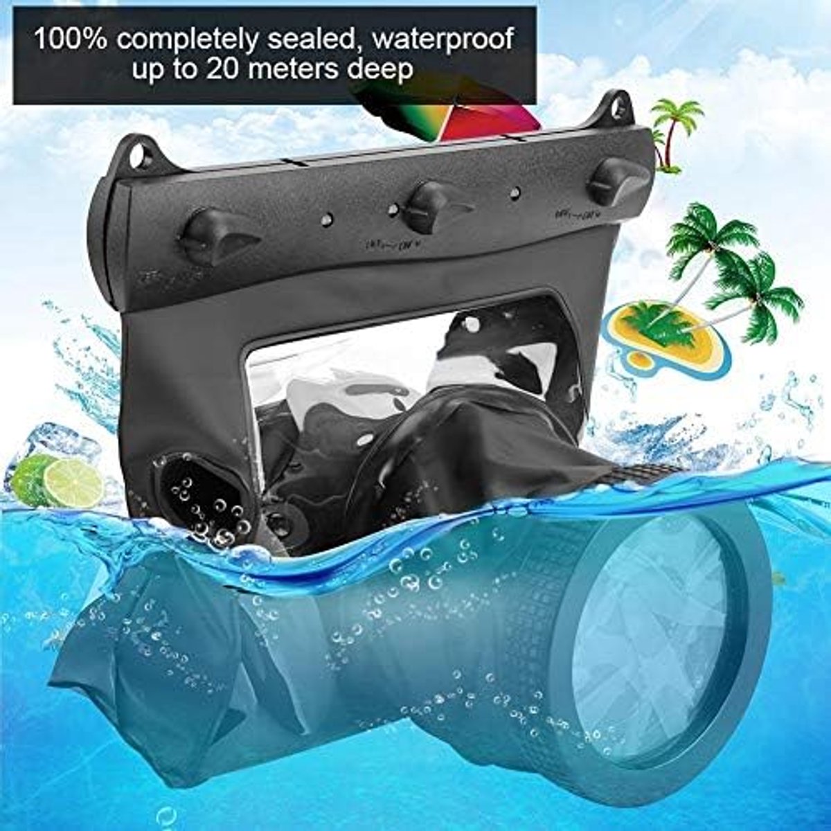 SnelShoppen - 20M Waterdichte Onderwaterbehuizing voor DSLR Camera's, Universele Duikbehuizing, Beschermende Behuizing voor Actiecamera's, Zwart