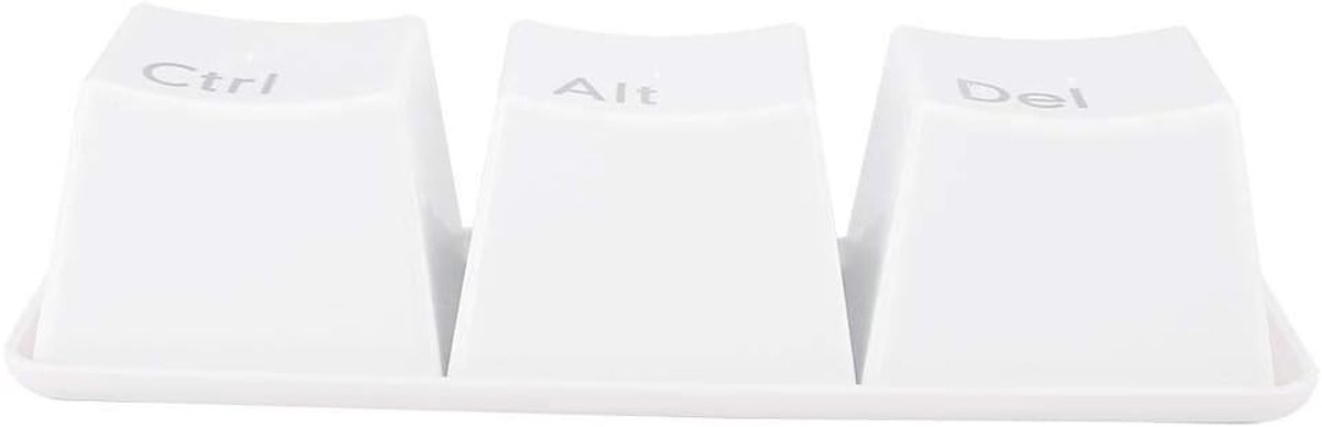 SnelShoppen - 3-delige witte creatieve waterbekers in toetsenbordvorm met tray - herbruikbare drinkbekerset voor thuisgebruik, cafés, kantoren en fees