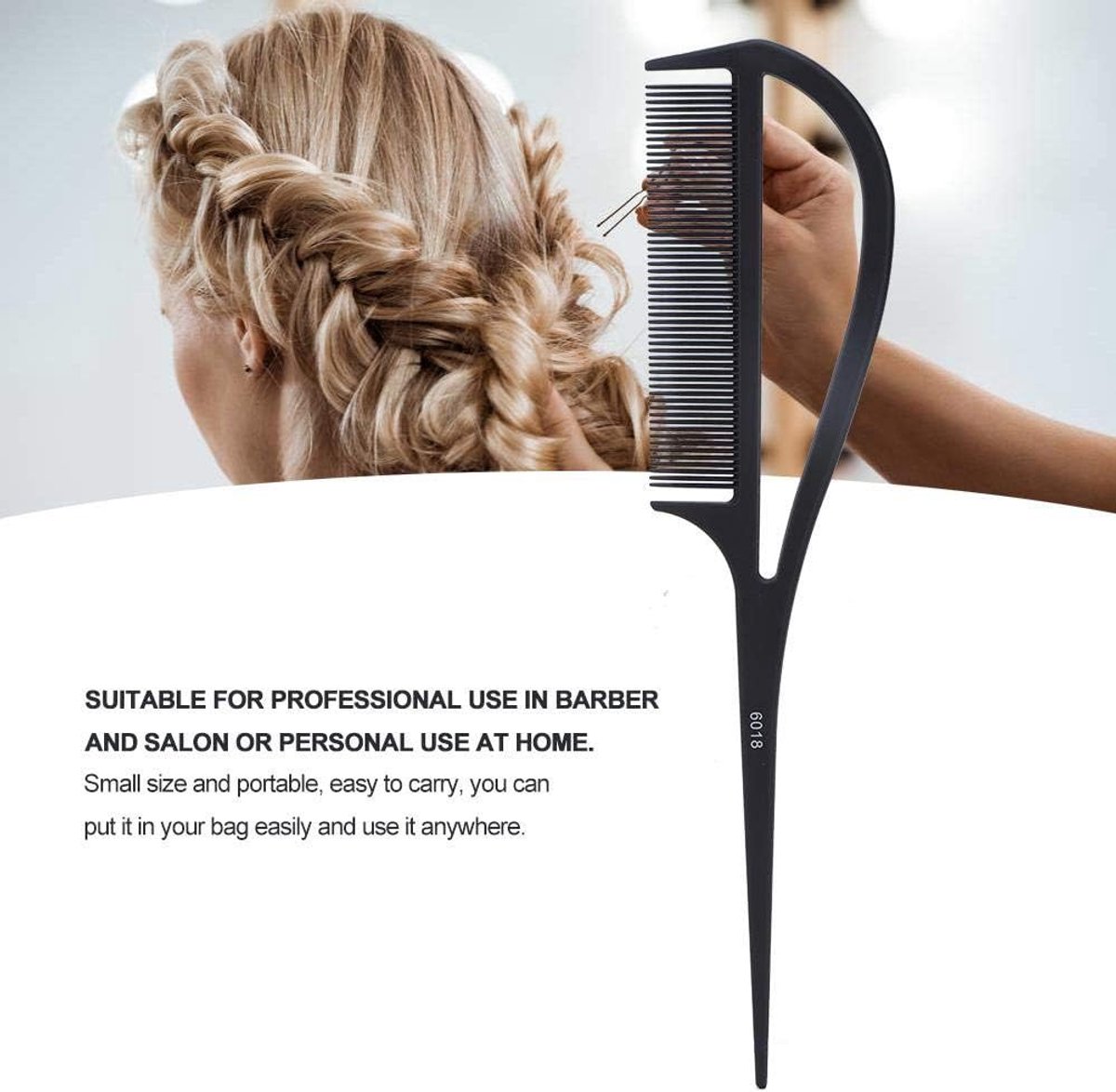 SnelShoppen - Professionele Haar Salon Kam, Hittebestendige Zwarte Carbon Fijn Snijkam, Haarstyling Gereedschap voor Kapsalon en Haarverzorging