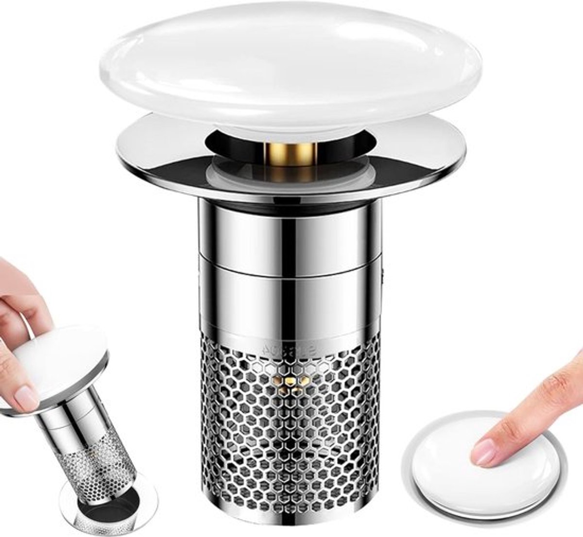 Keramische Afvoerplug Filter voor Keuken en Badkamer, Pop-Up Afvoerzeef, Geschikt voor Wasbak en Badkuip (Diameter 34 tot 40mm)