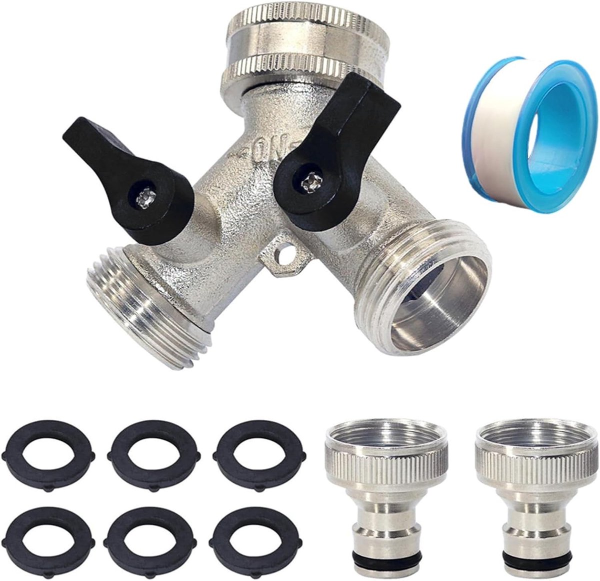 Waterverdeler 2-Weg - Messing - 3/4 inch - Roestvrij en Duurzaam - Voor Tuinslangen en Apparaten