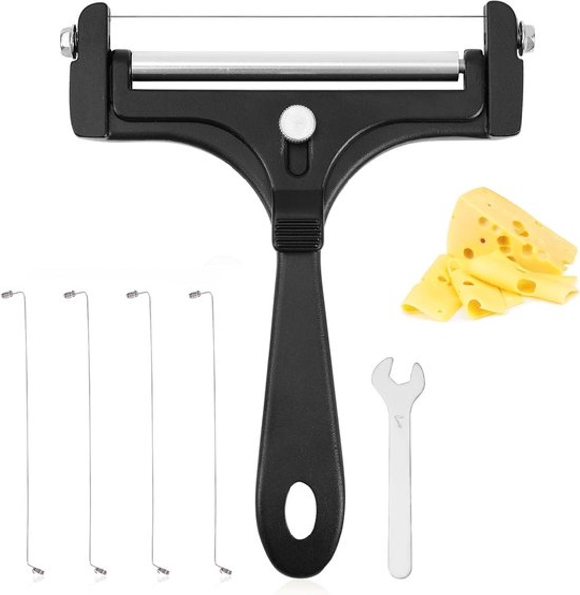 Verstelbare Kaassnijder Set met 4 Extra Draden en Sleutel, Ideaal voor Mozzarella, Cheddar en Boter