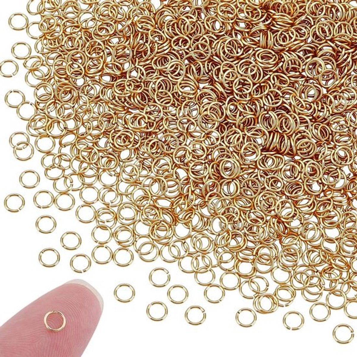 1400 Stuks Gouden Buigringen 4mm, Echte 18K Vergulde Messing Open Ringen voor DIY Sieraden, Sleutelhangers en Armbanden