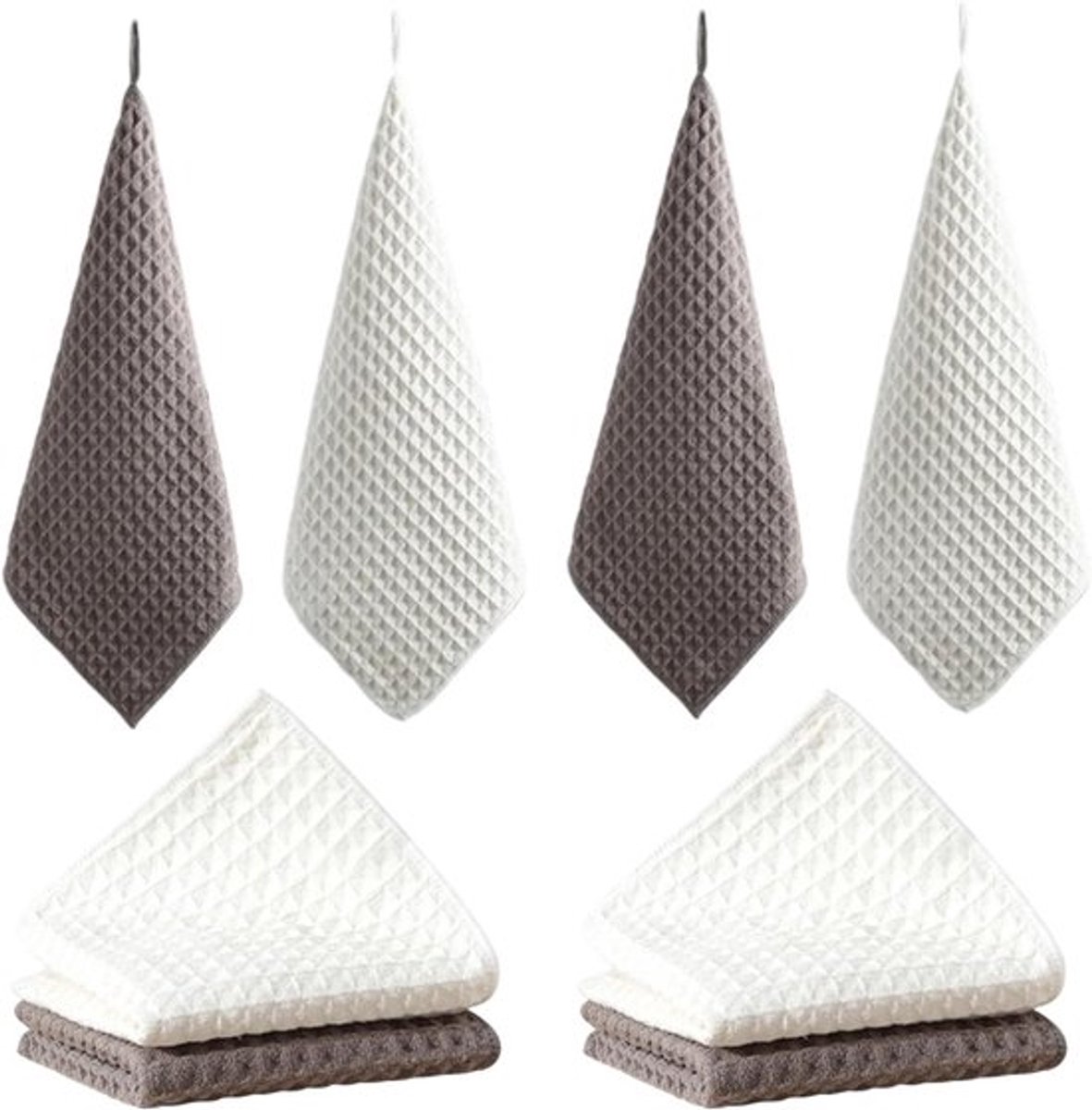 Set van 4 Wasbare Keukenhanddoeken 30 x 30 cm, Herbruikbare Doekjes met Poly Mesh Voor Eten, Duurzaam en Milieuvriendelijk